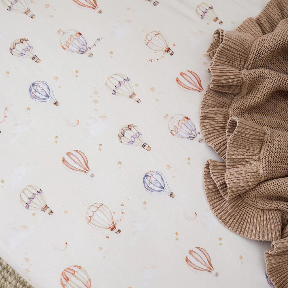 Snuggle Hunny Organic Fitted Jersey Cotton Cot Sheet - Up & Away