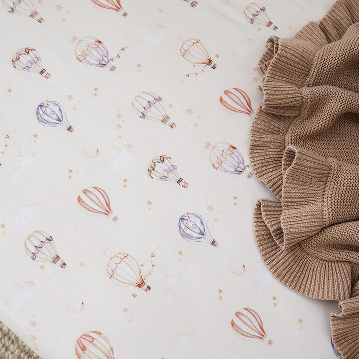 Snuggle Hunny Organic Fitted Jersey Cotton Cot Sheet - Up & Away