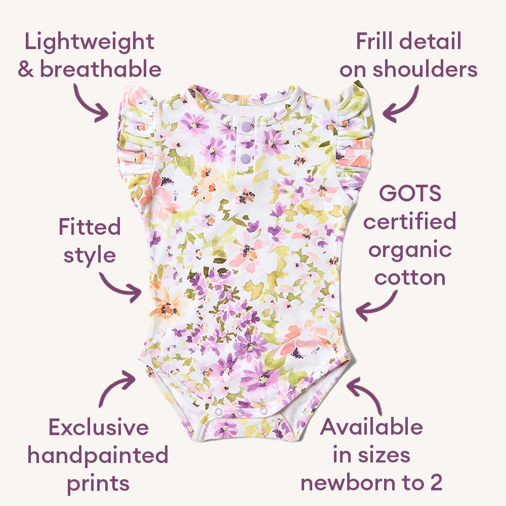 Snuggle Hunny Organic Short Sleeve Frill Bodysuit - Isla