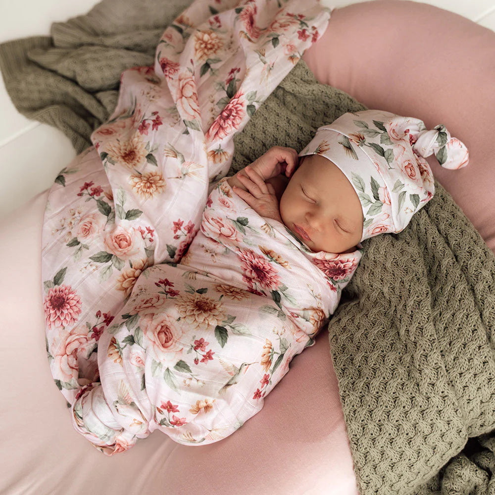 Snuggle Hunny Organic Cotton Muslin Wrap - Birds & Blooms