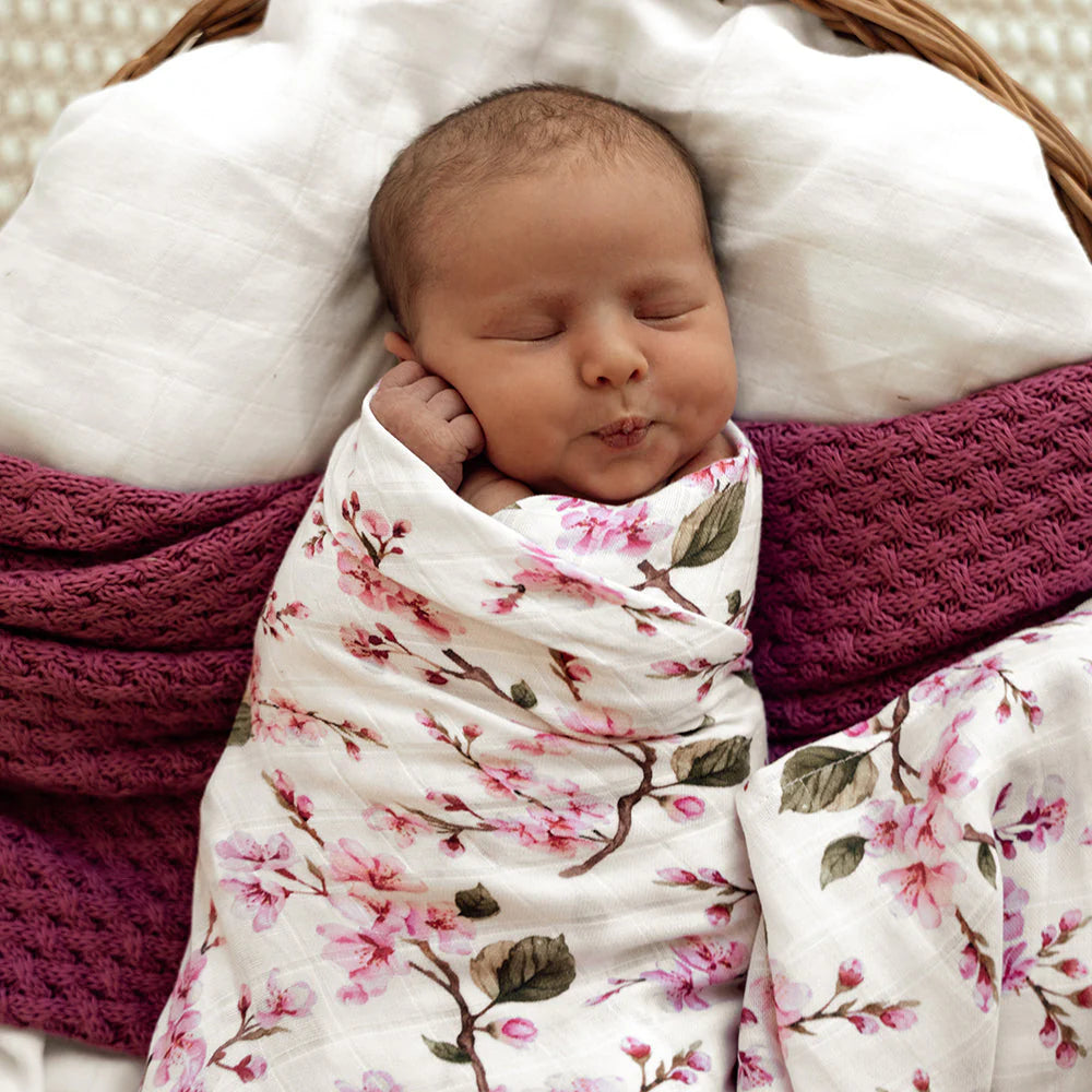 Snuggle Hunny Organic Cotton Muslin Wrap - Cherry Blossom