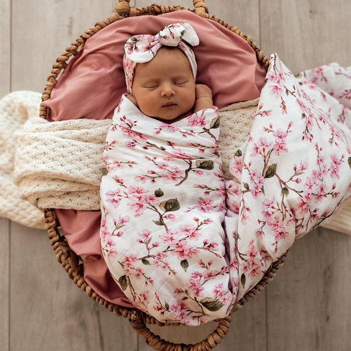 Snuggle Hunny Organic Cotton Muslin Wrap - Cherry Blossom