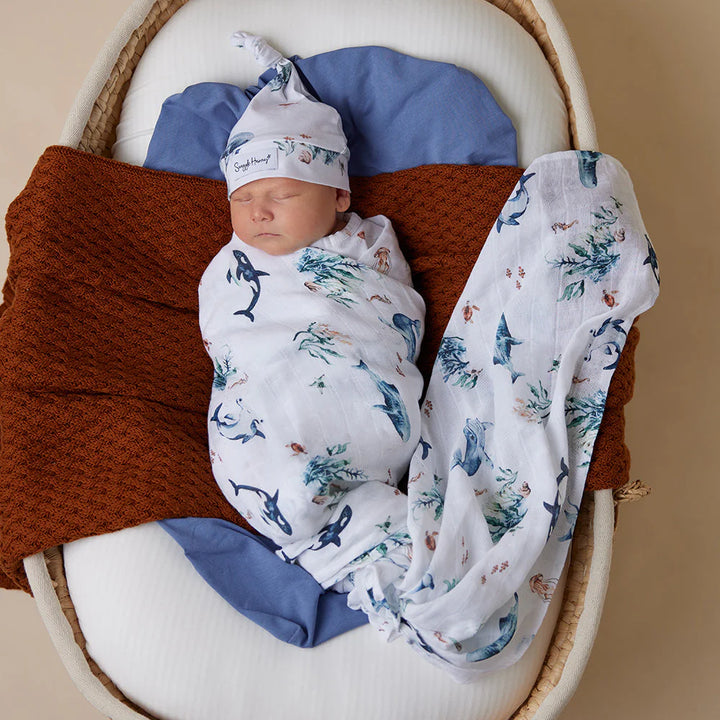 Snuggle Hunny Organic Cotton Muslin Wrap - Ocean