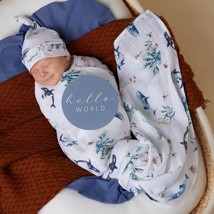 Snuggle Hunny Organic Cotton Muslin Wrap - Ocean