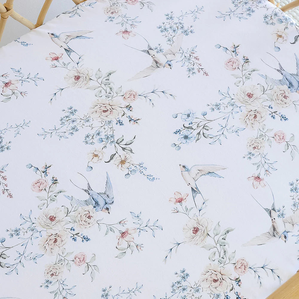 Snuggle Hunny Bassinet Sheet & Change Pad Cover - Sweet Swallows