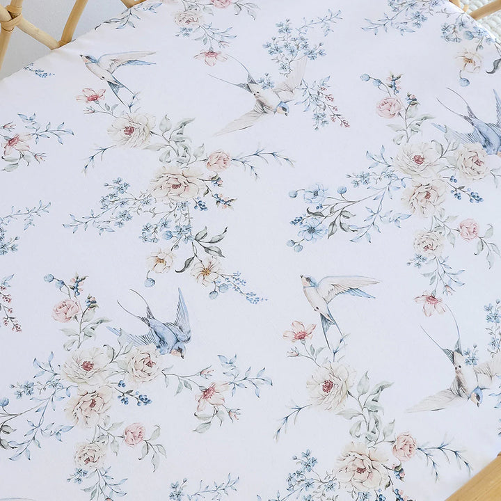 Snuggle Hunny Bassinet Sheet & Change Pad Cover - Sweet Swallows