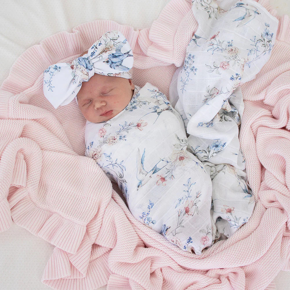 Snuggle Hunny Organic Cotton Muslin Wrap - Sweet Swallows