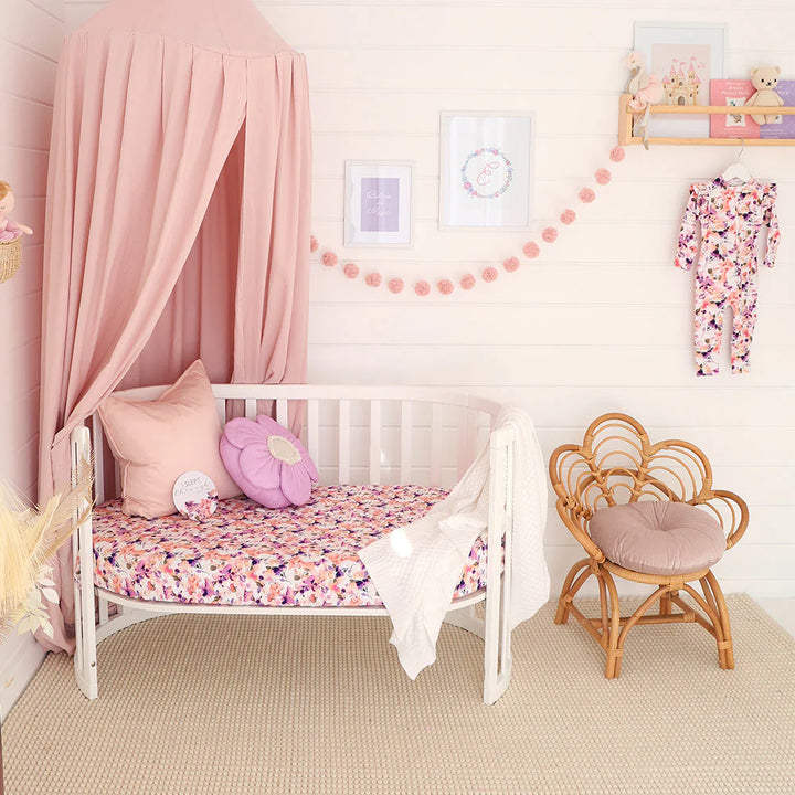 Snuggle Hunny Organic Fitted Jersey Cotton Cot Sheet - Blushing Beauty