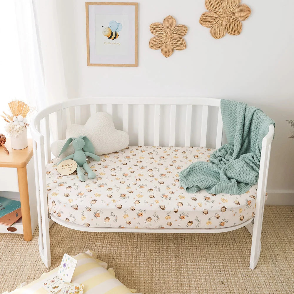 Snuggle Hunny Organic Fitted Jersey Cotton Cot Sheet - Bumblebees