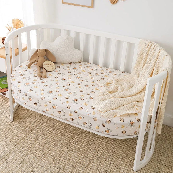 Snuggle Hunny Organic Fitted Jersey Cotton Cot Sheet - Bumblebees