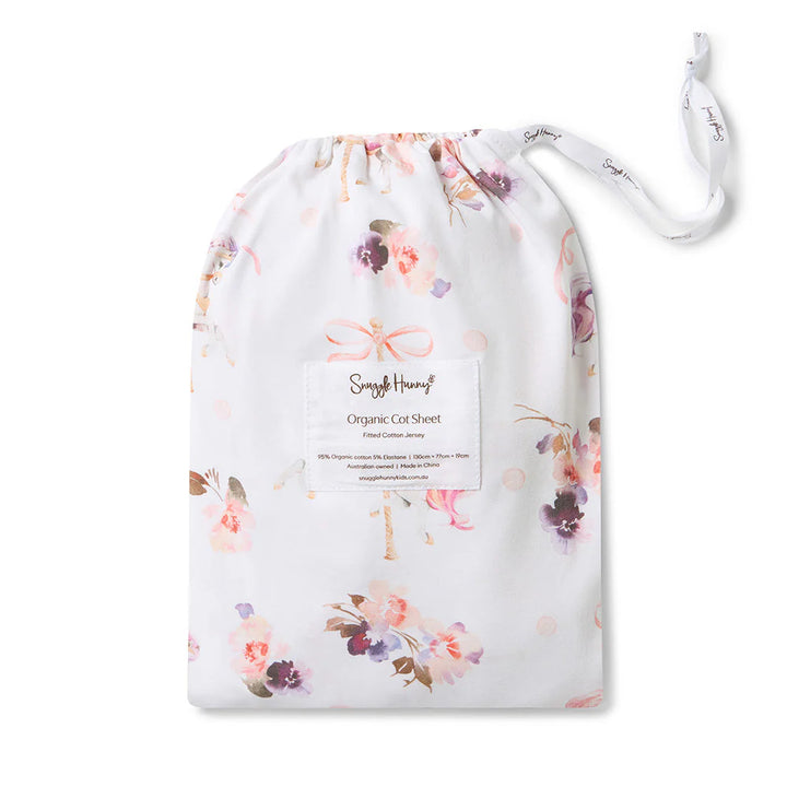 Snuggle Hunny Organic Fitted Jersey Cotton Cot Sheet - Carousel