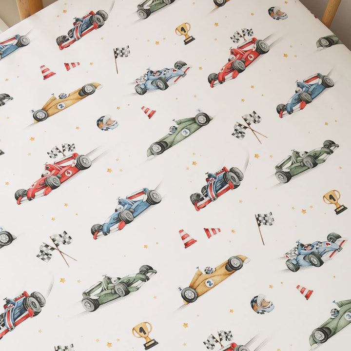 Snuggle Hunny Organic Fitted Jersey Cotton Cot Sheet - Little Racers