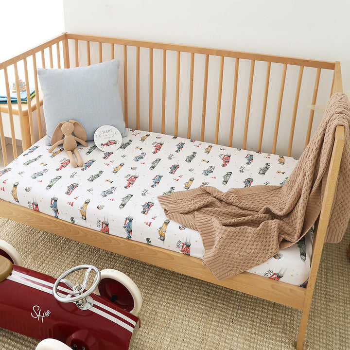 Snuggle Hunny Organic Fitted Jersey Cotton Cot Sheet - Little Racers