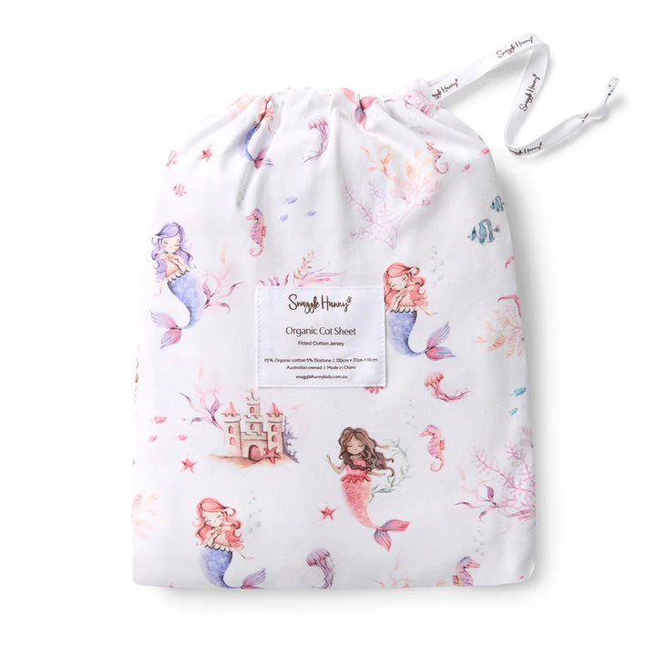 Snuggle Hunny Organic Fitted Jersey Cotton Cot Sheet - Mermaid