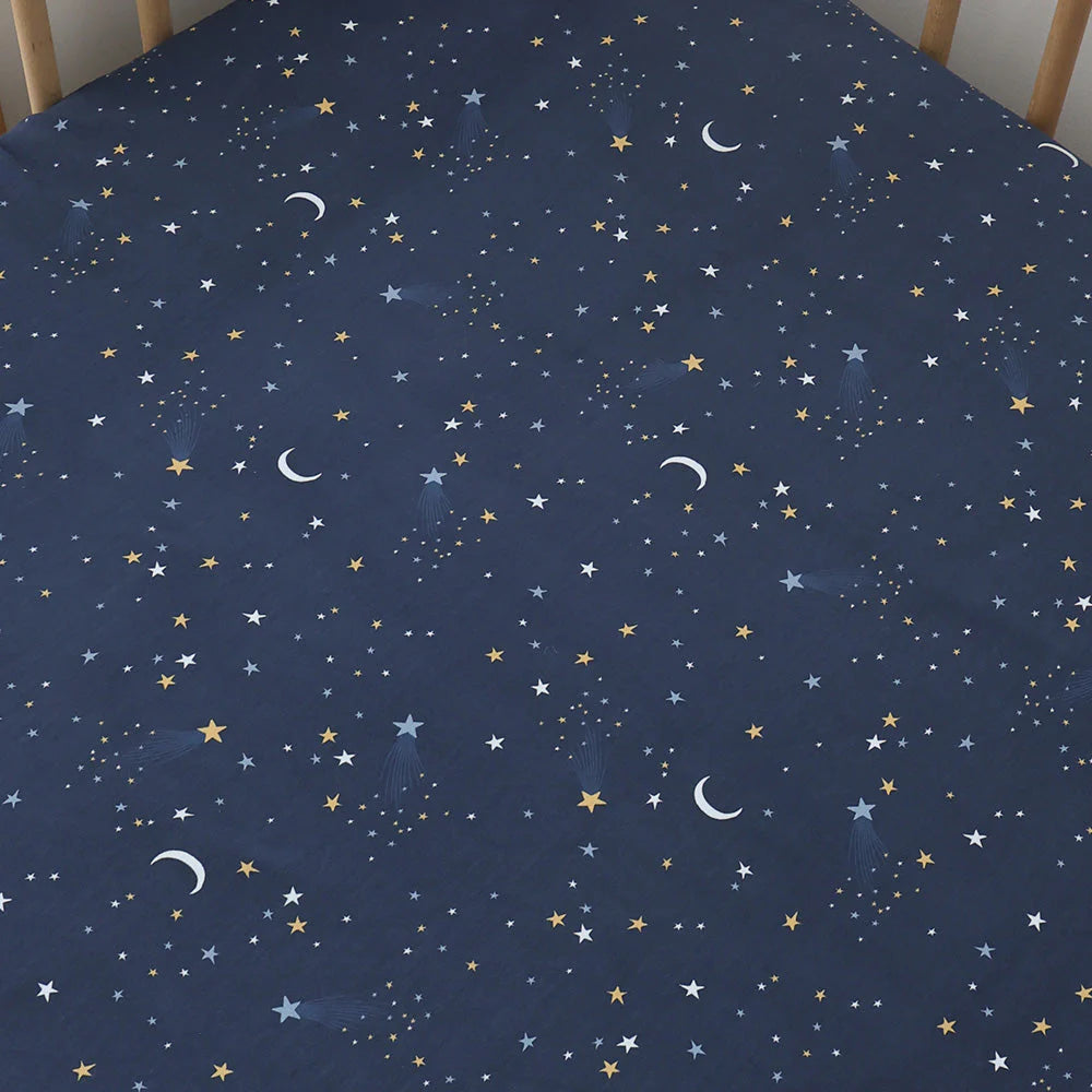 Snuggle Hunny Organic Fitted Jersey Cotton Cot Sheet - Starry Night