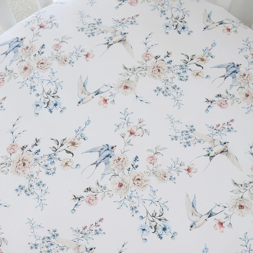 Snuggle Hunny Organic Fitted Jersey Cotton Cot Sheet - Sweet Swallows