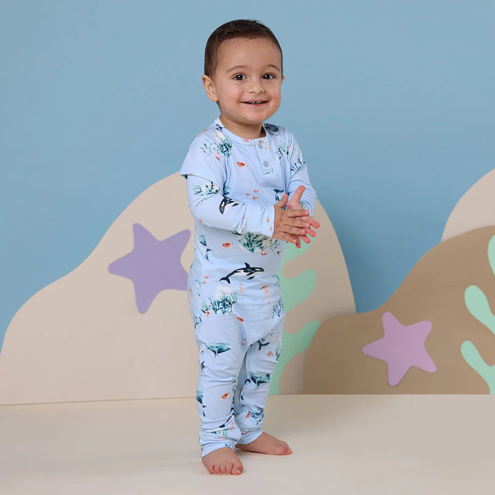 Snuggle Hunny Organic Growsuit - Blue Ocean