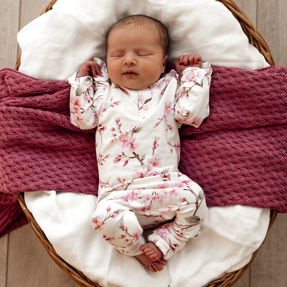 Snuggle Hunny Organic Growsuit - Cherry Blossom