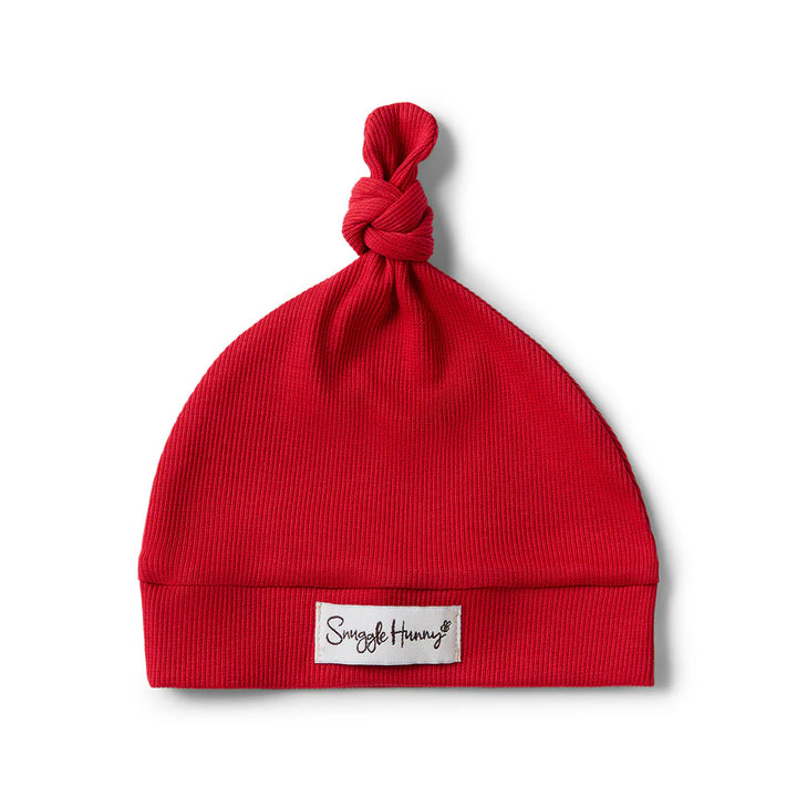 Snuggle Hunny Organic Ribbed Knotted Beanie - Red