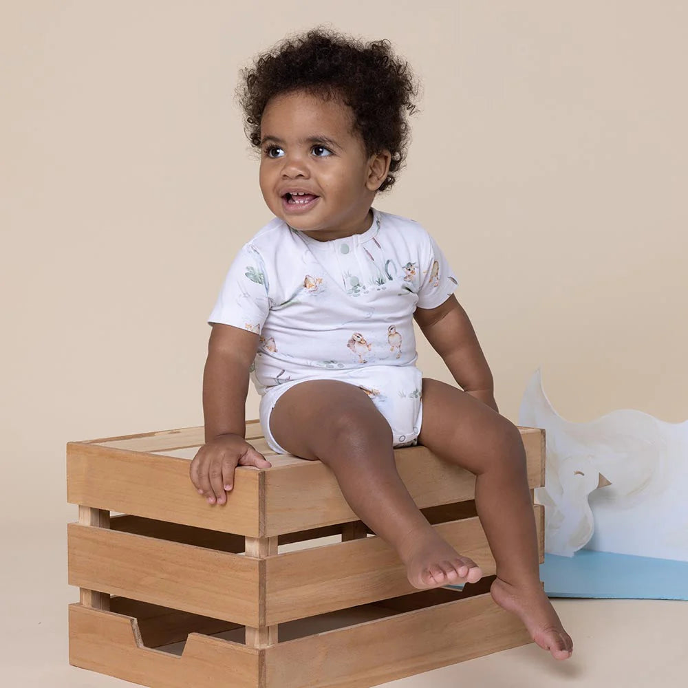 Snuggle Hunny Organic Short Sleeve Bodysuit - Duck Pond