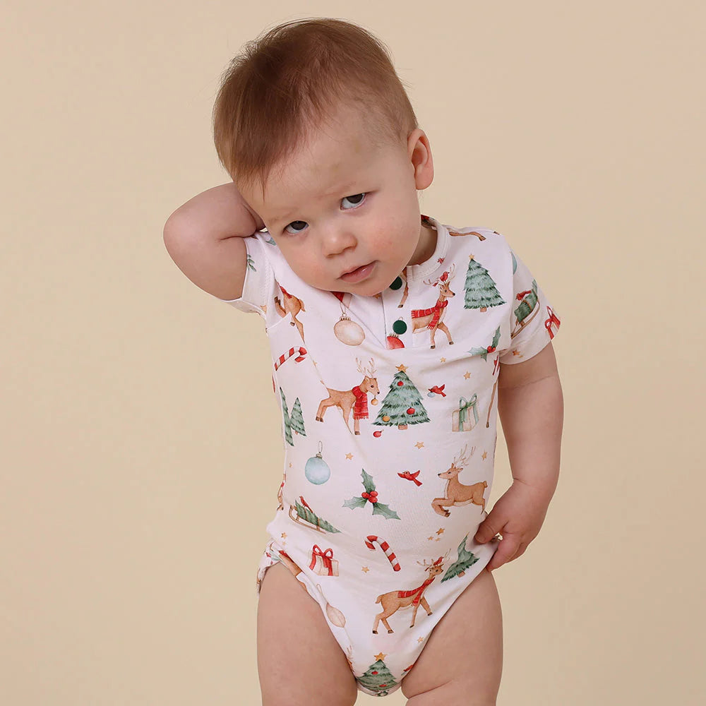 Snuggle Hunny Organic Short Sleeve Bodysuit - Prancer & Friends