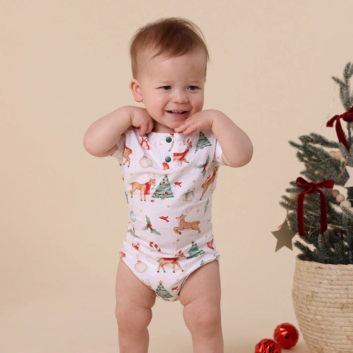 Snuggle Hunny Organic Short Sleeve Bodysuit - Prancer & Friends