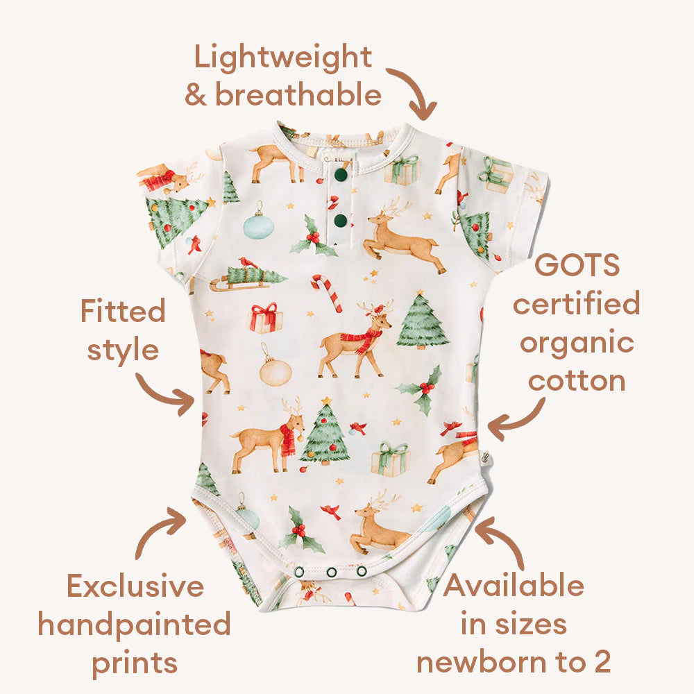 Snuggle Hunny Organic Short Sleeve Bodysuit - Prancer & Friends