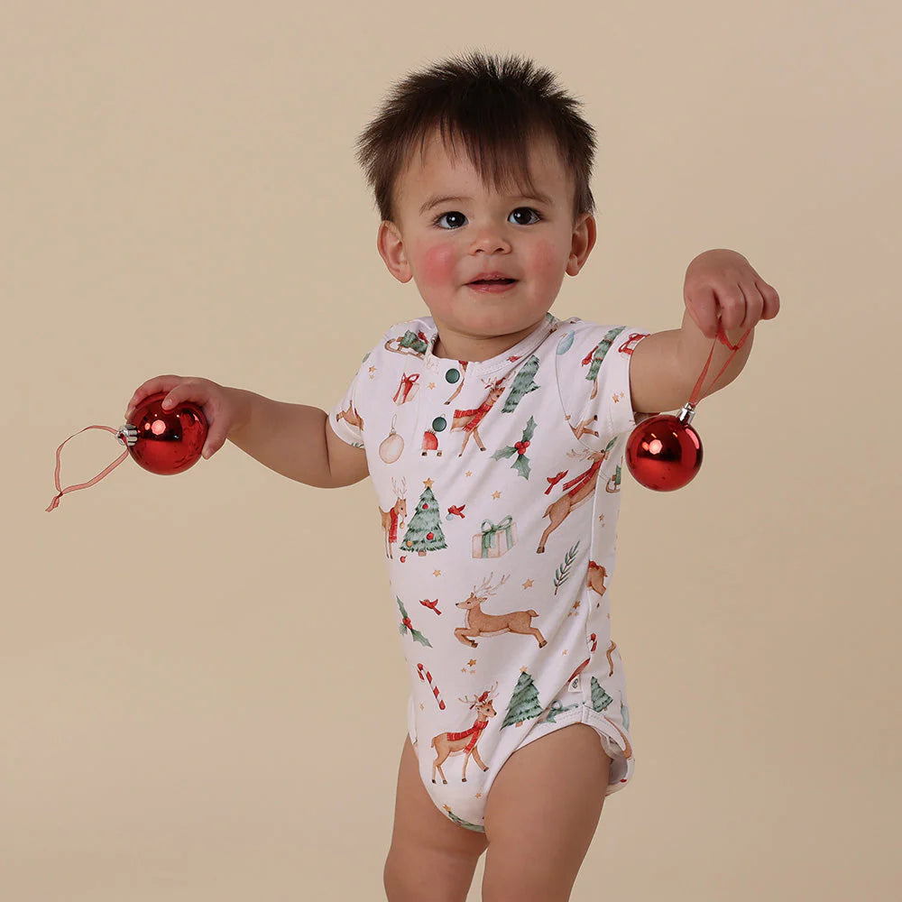 Snuggle Hunny Organic Short Sleeve Bodysuit - Prancer & Friends