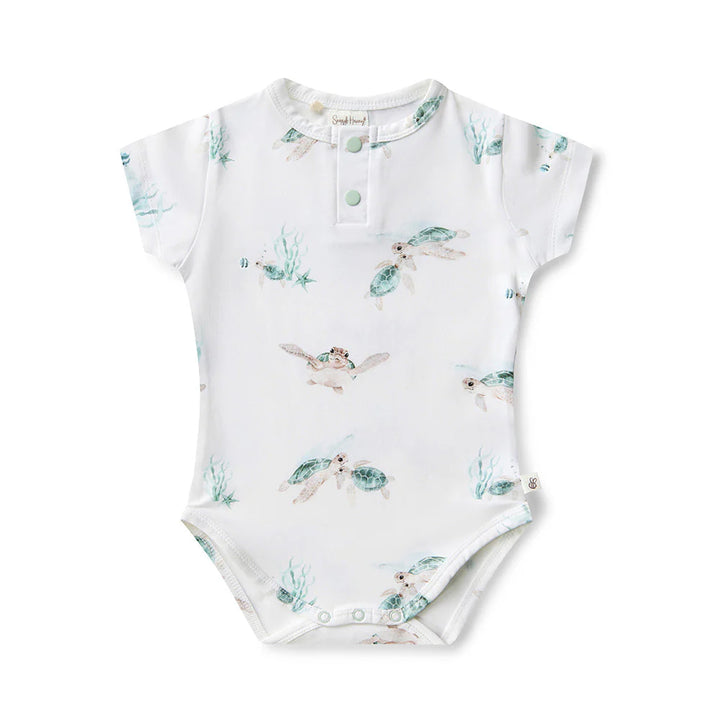 Snuggle Hunny Organic Short Sleeve Bodysuit - Turtle