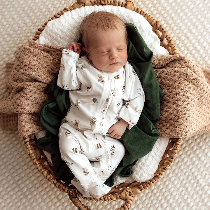 Snuggle Hunny Organic Snuggle Sleepsuit Zip Footie - Garden Friends