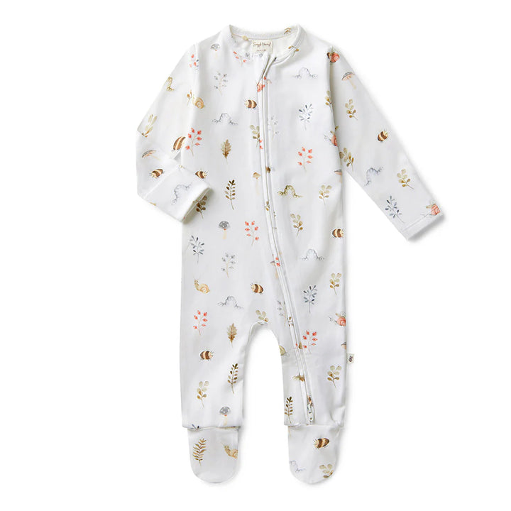 Snuggle Hunny Organic Snuggle Sleepsuit Zip Footie - Garden Friends