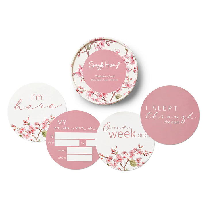 Snuggle Hunny Reversible Milestone Cards -  Cherry Blossom & Jewel