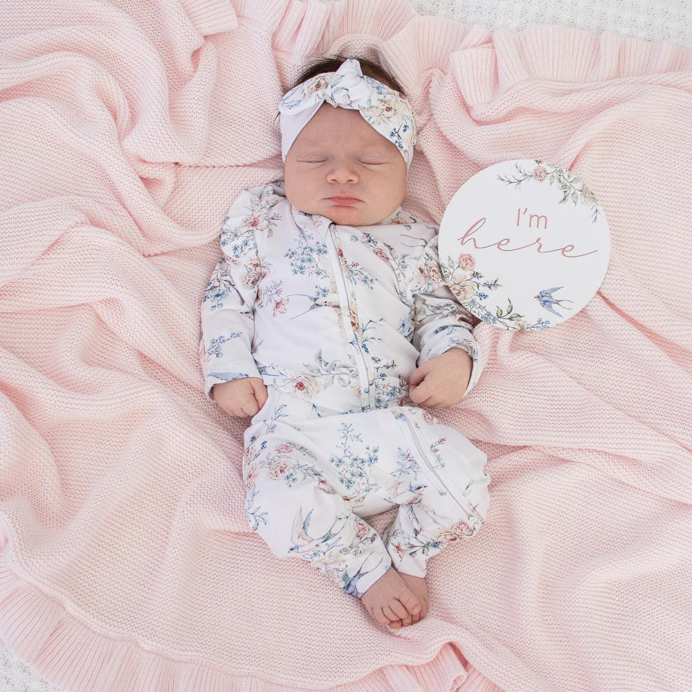 Snuggle Hunny Reversible Milestone Cards - Sweet Swallows & Rosa