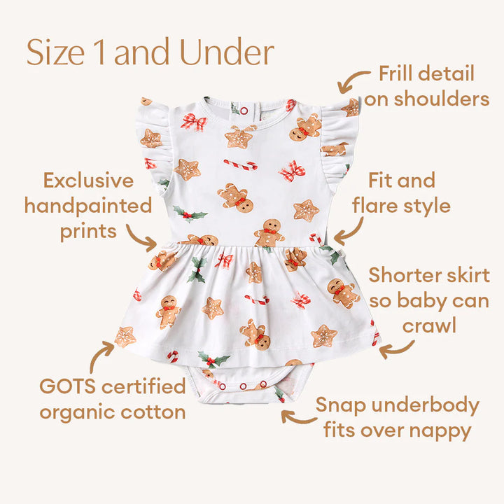 Snuggle Hunny Short Sleeve Organic Dress - Gingerbread