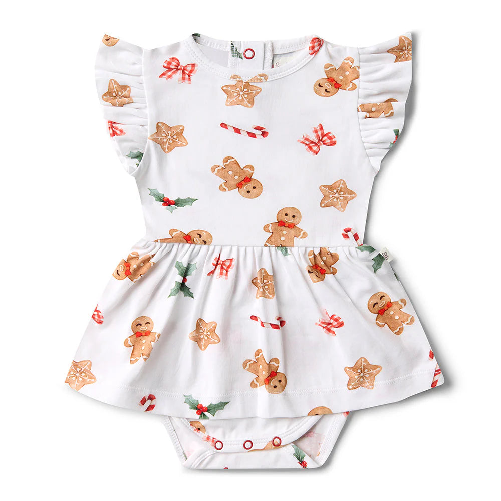 Snuggle Hunny Short Sleeve Organic Dress - Gingerbread