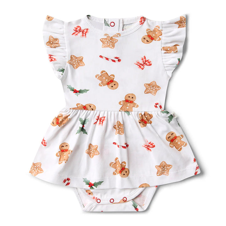 Snuggle Hunny Short Sleeve Organic Dress - Gingerbread