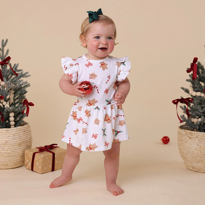 Snuggle Hunny Short Sleeve Organic Dress - Gingerbread