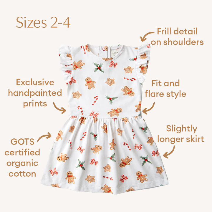 Snuggle Hunny Short Sleeve Organic Dress - Gingerbread