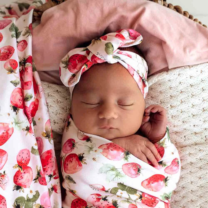 Snuggle Hunny Organic Top Knot Headband - Strawberry