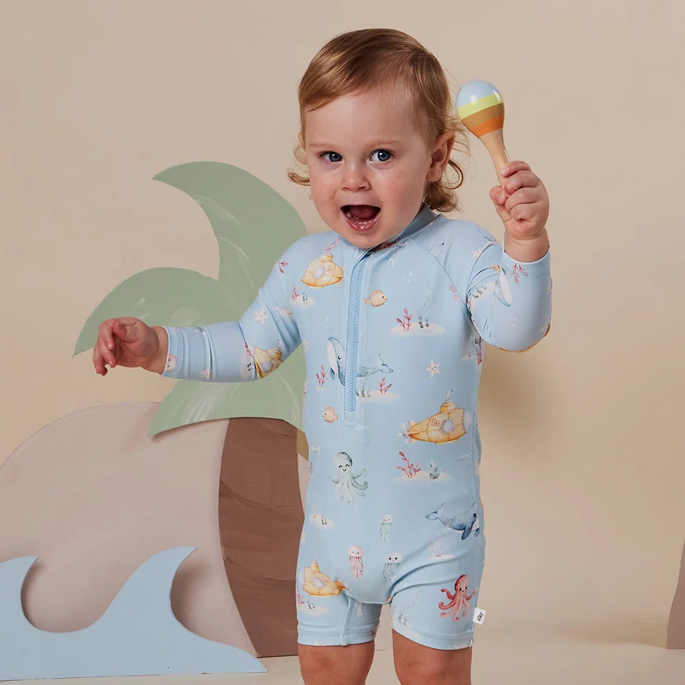 Snuggle Hunny Swim Shortie - Blue Little Subs