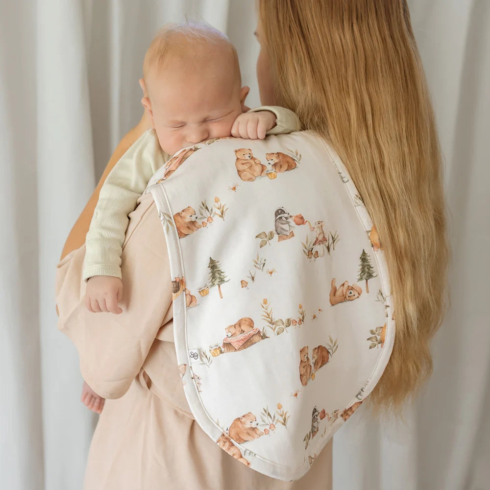 Snuggle Hunny Organic Cotton Burp Cloth - Bears Picnic