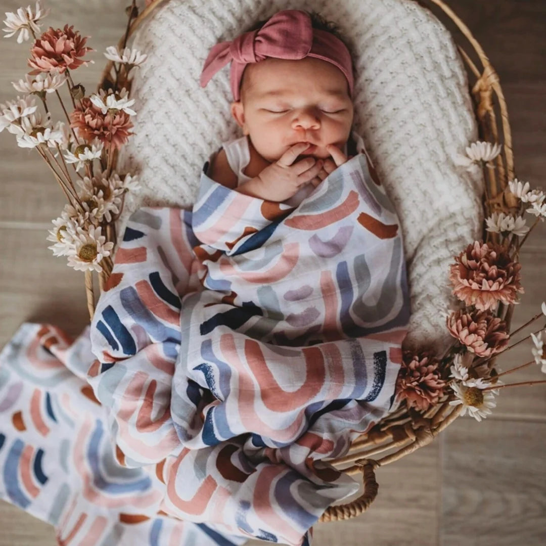 Snuggle Hunny Organic Cotton Muslin Wrap - Rainbow Baby