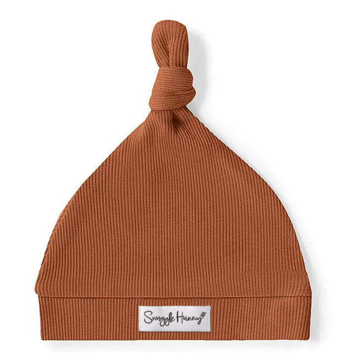 Snuggle Hunny Organic Ribbed Knotted Beanie - Biscuit