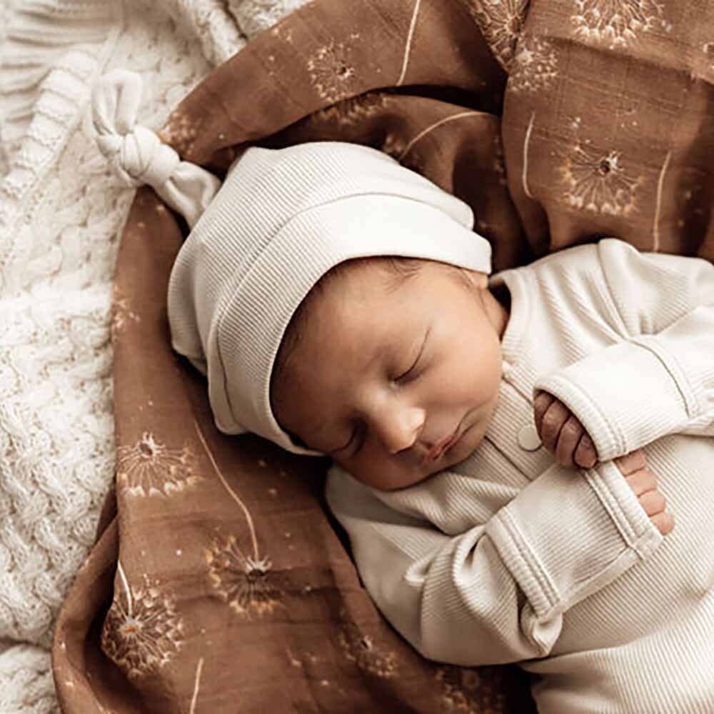 Snuggle Hunny Organic Ribbed Knotted Beanie - Halo