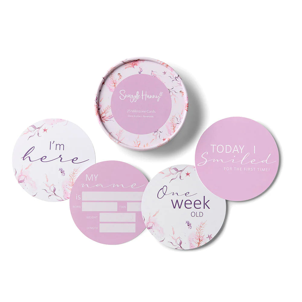 Snuggle Hunny Reversible Milestone Cards -  Coral & Lilac