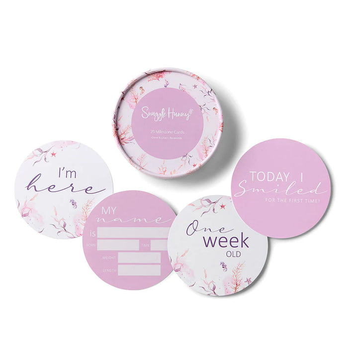 Snuggle Hunny Reversible Milestone Cards -  Coral & Lilac