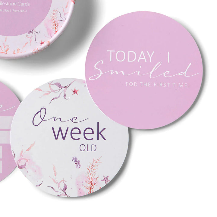 Snuggle Hunny Reversible Milestone Cards -  Coral & Lilac
