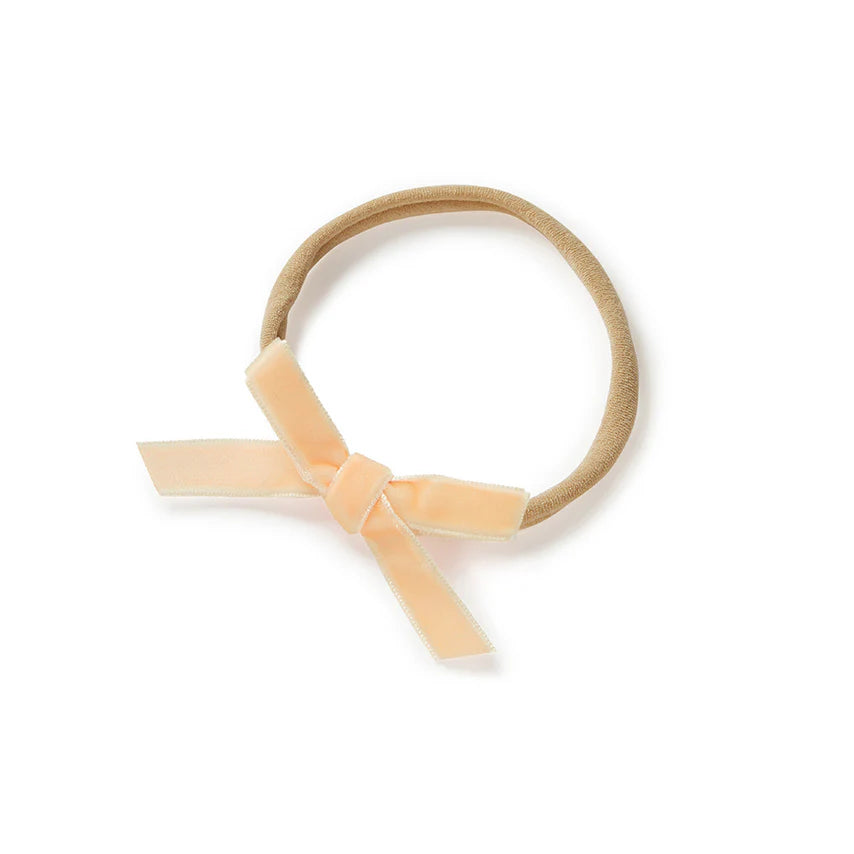 Snuggle Hunny Velvet Bow Stretchy Headband - Lychee