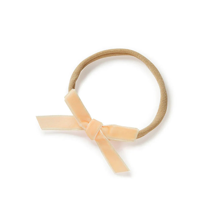 Snuggle Hunny Velvet Bow Stretchy Headband - Lychee