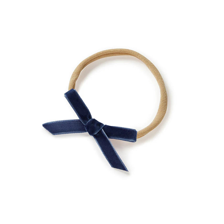 Snuggle Hunny Velvet Bow Stretchy Headband - Moonlight Blue